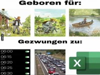 Montagmorgen-Meme: Natur vs. Schreibtisch