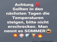 Achtung: Kommende Temperatursteigerungen