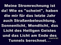 Lustige Stromrechnung über Lichtkosten