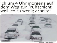 Fr�hschicht-Abenteuer im Schneetreiben