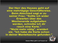 Der Herr des Hauses geht auf eine mehrt�gige Gesch�ftsreise