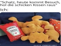 Lustige Kissen f�r Besuch vorbereitet