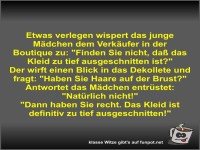 Etwas verlegen wispert das junge M�dchen dem Verk�ufer in...