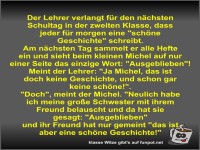 Der Lehrer verlangt für den nächsten Schultag in der...