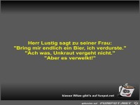 Herr Lustig sagt zu seiner Frau