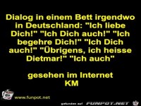 Dialog in einem Bett irgendwo in Deutschland: "Ich lieb