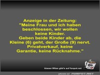 Anzeige in der Zeitung