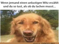 Hund mit gezwungenem L�cheln