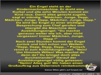 Ein Engel steht an der Kindermachmaschine