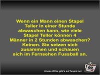 Wenn ein Mann einen Stapel Teller in einer Stunde abwaschen