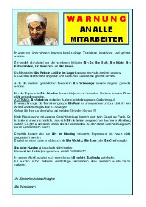 Terroristenwarnung fuers Buero