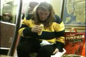 Sleepy Woman with HotDog