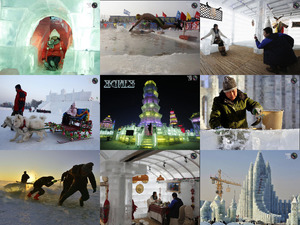 Prachtig en machtig sneeuw ijsfestival in Harbin