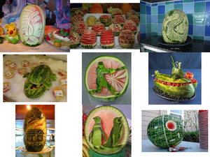 wahre Kunst mit Melonen, zum essen viel zu schade