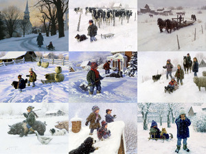 Bilder im Winter - gemalt von Rien Poortvliet