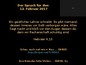 Der Spruch fuer 12.02.2017