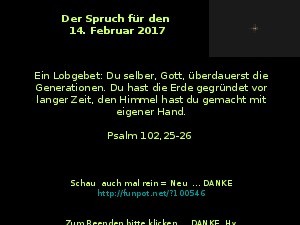 Der Spruch fuer 14.02.2017