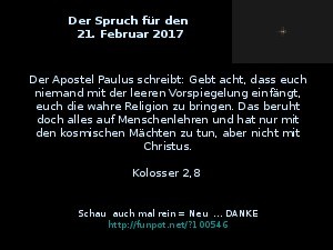 Der Spruch fuer 21..02.2017