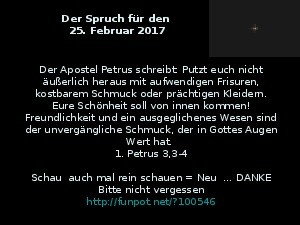 Der Spruch fuer 25.02.2017