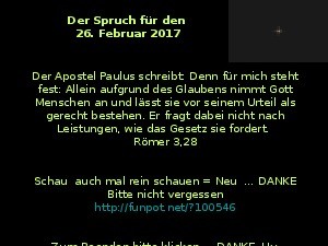 Der Spruch fuer 26.02.2017