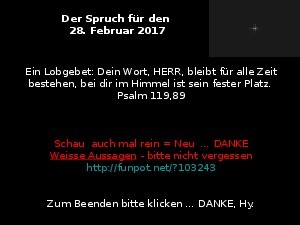 Der Spruch fuer 28.02.2017