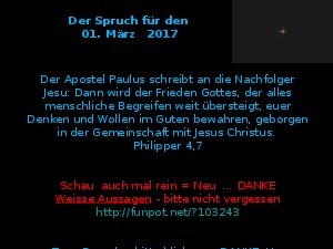 Der Spruch fuer 01.03.2017