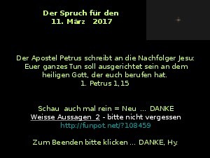 Der Spruch fuer 11.03.2017