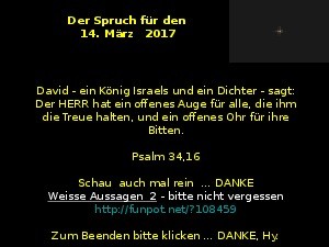 Der Spruch fuer 14.03.2017