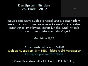 Der Spruch fuer 26.03.2017