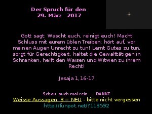 Der Spruch fuer 29.03.2017
