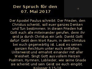 Der Spruch fuer 07.05.2017