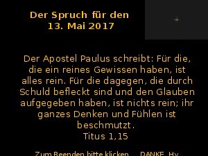 Der Spruch fuer 13.05.2017