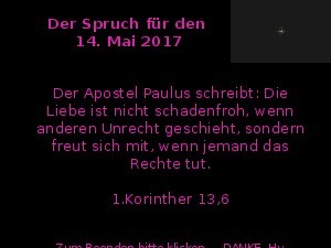 Der Spruch fuer 14.05.2017