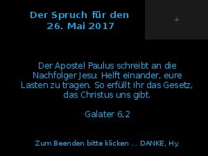 Der Spruch fuer 26.05.2017