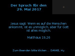 Der Spruch fuer 29.05.2017