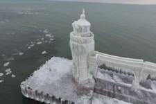 St. Joseph Michigan Lighthouse von der Drohne aus