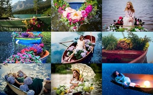 Girls & Flower Boats - Mdchen & Blumenboote