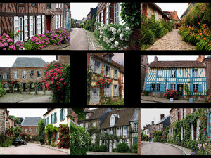 Roses bloom in the village of Gerberoy, France -