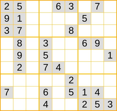 ein mittelschweres Sudoku (Nr. 251) online spielen
