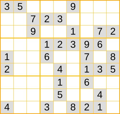 ein mittelschweres Sudoku (Nr. 308) online spielen