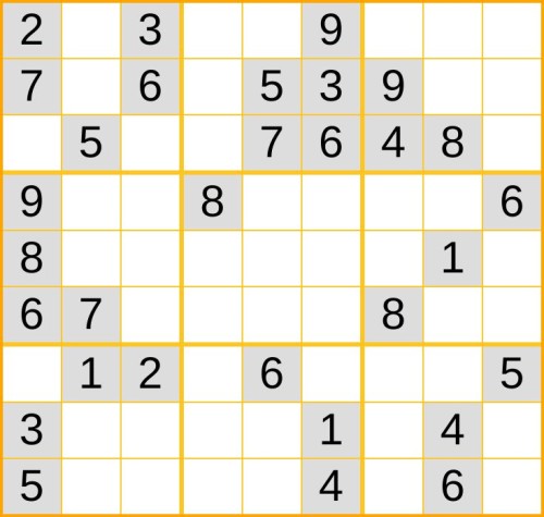 ein mittelschweres Sudoku (Nr. 309) online spielen