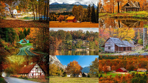 Houses and cottages in autumn