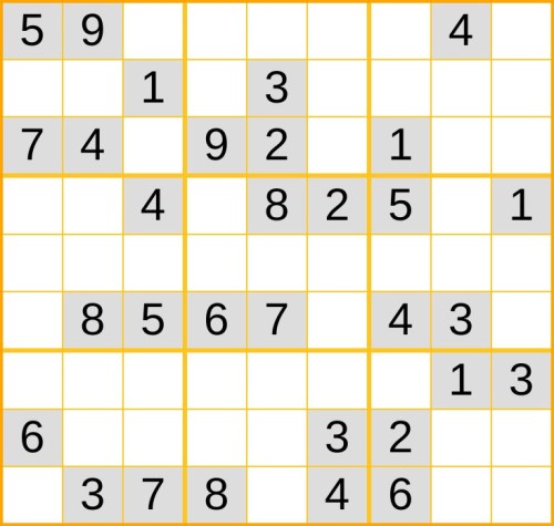 ein mittelschweres Sudoku (Nr. 609) online spielen