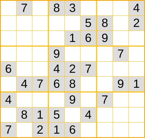 ein mittelschweres Sudoku (Nr. 754) online spielen