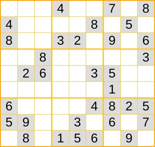 ein mittelschweres Sudoku (Nr. 820) online spielen