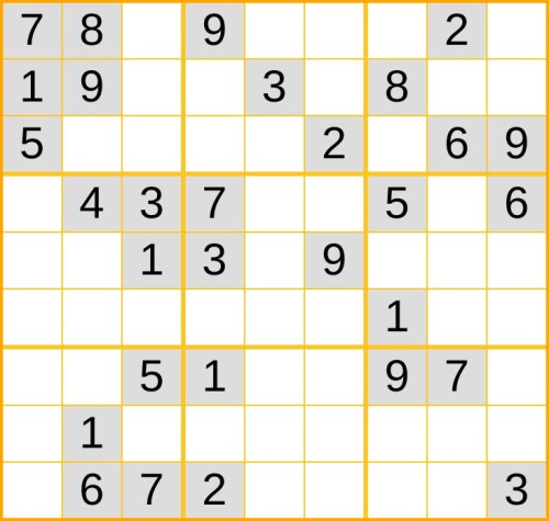 ein mittelschweres Sudoku (Nr. 828) online spielen