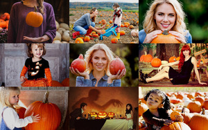 Girls und Pumpkins - Maedchen und Kuerbisse