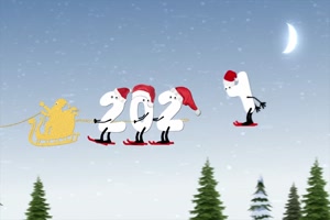 2024 Happy New Year Cartoon Skier - 2024 Frohes Neues Jahr