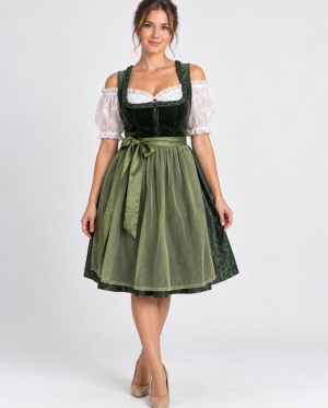 ein Samt Dirndl Gr&uuml;n Wei&szlig;!